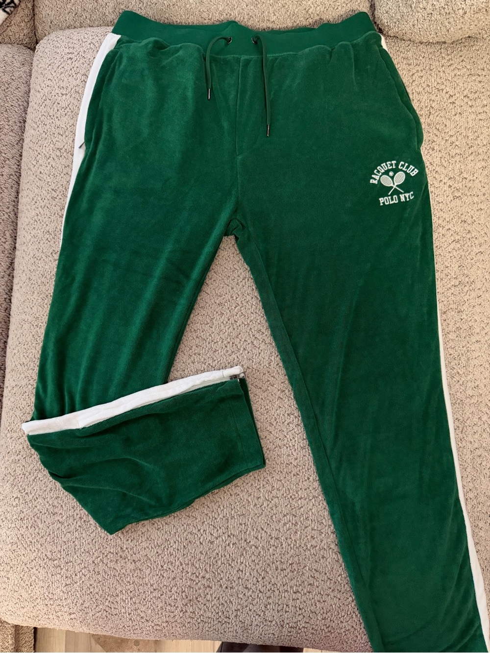 Racquet Club Polo NYC by Ralph Lauren Green Joggers with White Side Stripe
